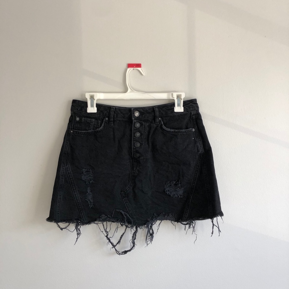 Free People Black Denim mini skirt